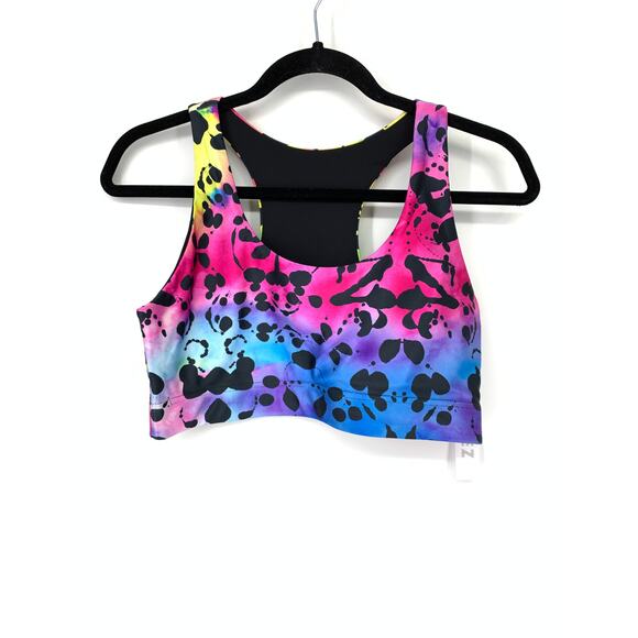 TEREZ Sports Bra Women's Size Large Rorschach Test Rainbow Print Multicolor NEW - Picture 1 of 5